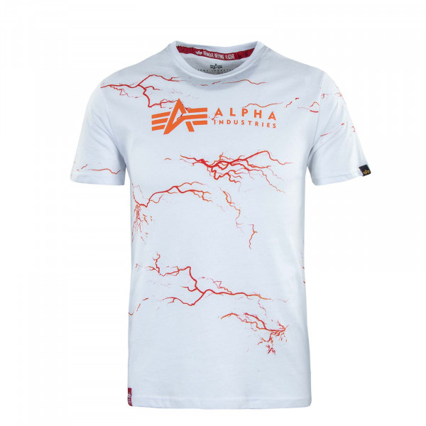 Herren T-Shirt - Lightning AOP - White / Orange
