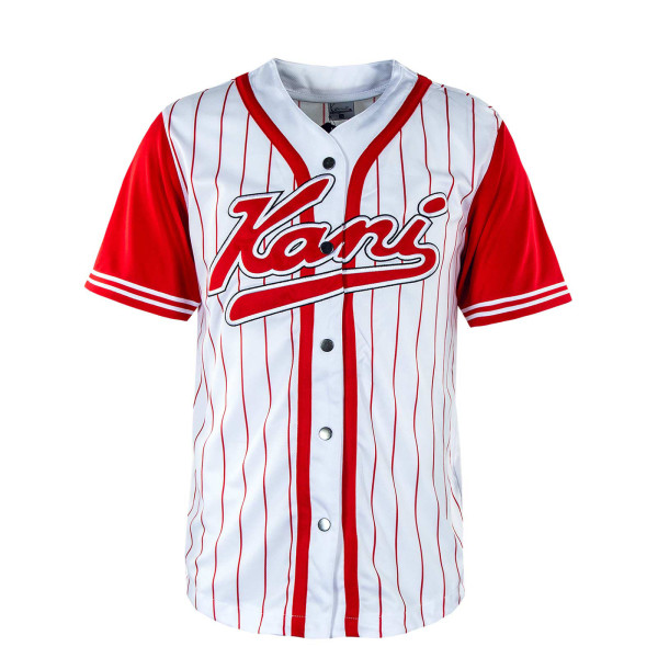Herren T-Shirt - Varsity Block Pinstripe Baseball - White / Red