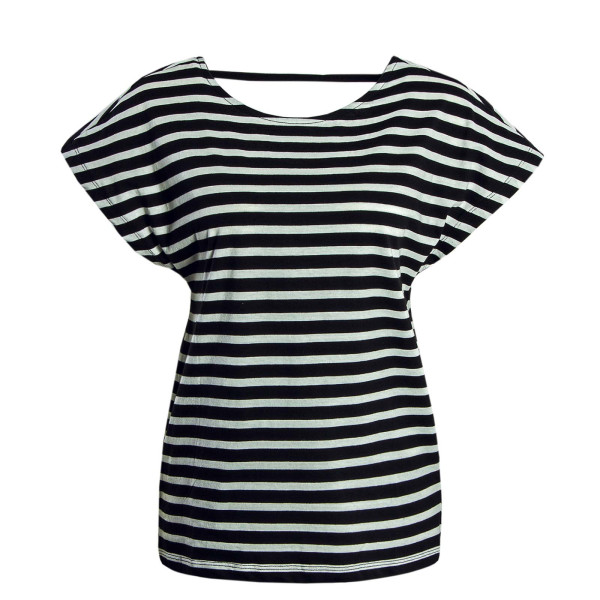 Damen T-Shirt - May Life Open Back - Black Stripe Cloud