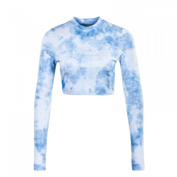 Damen Longsleeve - Signature Dye Cropped - White / Light Blue