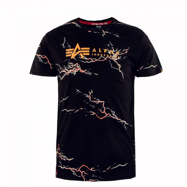 Herren T-Shirt - Lightning AOP - Black / Orange