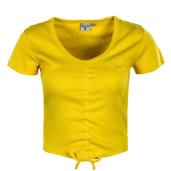 Damen Crop Top - Chest Signature Logo Rip Tee - Yellow