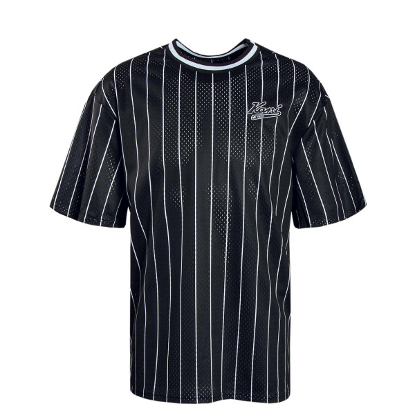 Herren T-Shirt - Chest Varsity Pinstripe Mesh - Black