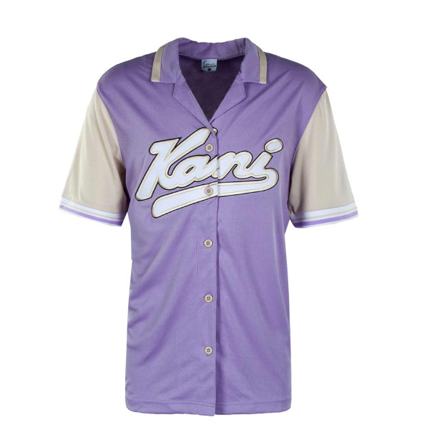 Damen Baseballshirt - Varsity Block - Purple / Light Sand