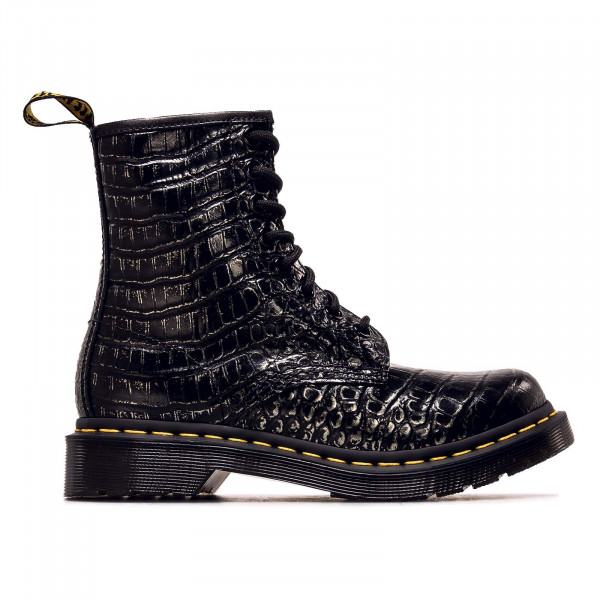 Damen Boots - 1460 Gunmetal Wild Croc Emboss - Black