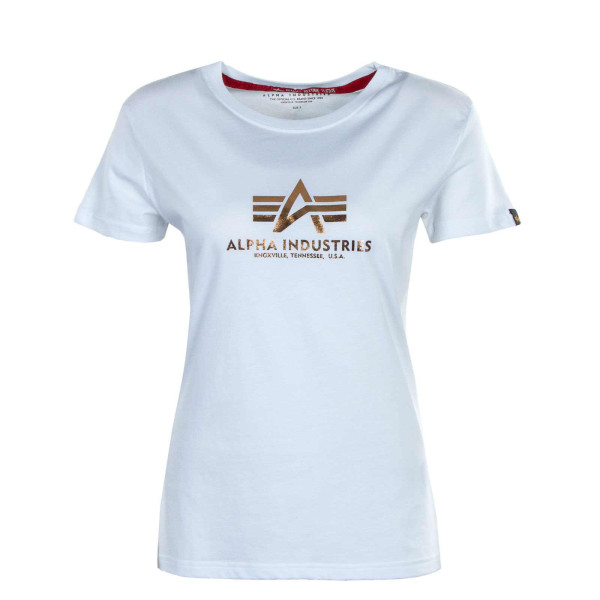 Damen T-Shirt - New Basic Foil Print - White / Copper