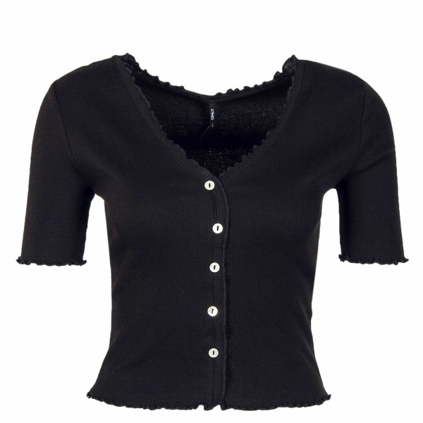 Damen T-Shirt - Laila Button - Black