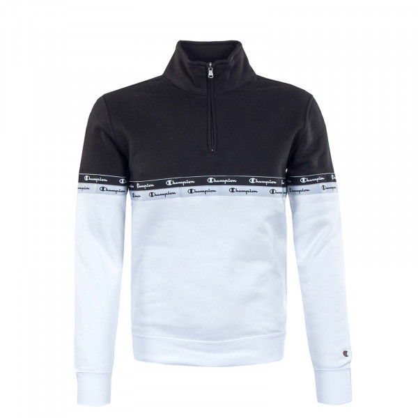 Herren Sweatshirt - Half Zip - White / Black