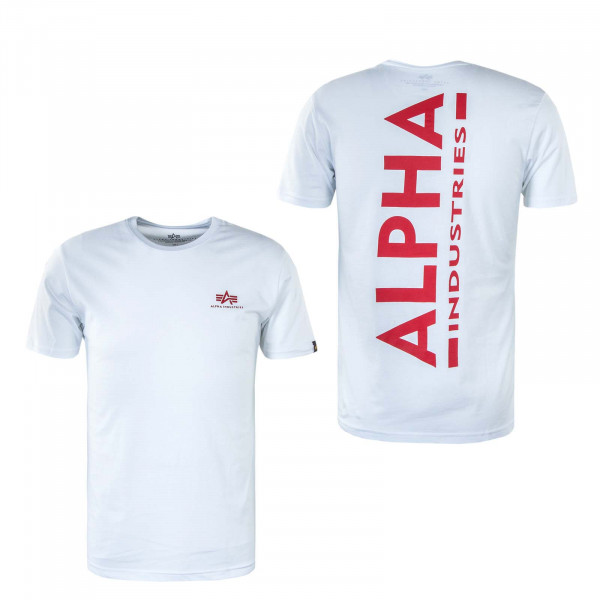 Herren T-Shirt - Backprint - White / Red