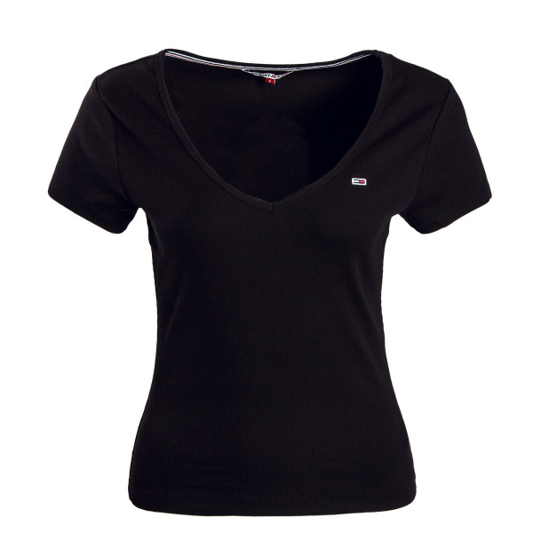 Damen T-Shirt - Bby Essential Rib V-Neck - Black