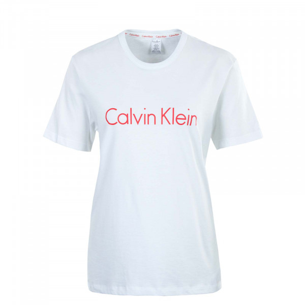 Damen T-Shirt - Crew Neck - White / Pink