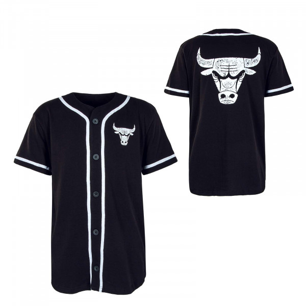 Herren Shirt - Distressed Logo Button Up Chicago Bulls - Black