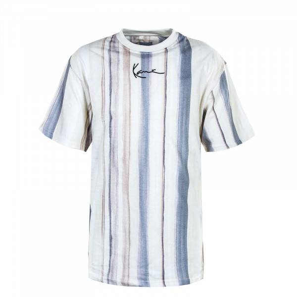 Herren T-Shirt - Small Sign Tie Dye Stripe - Cream / Blue