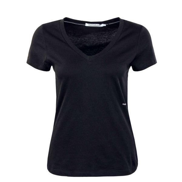 Damen T-Shirt - Micro Branding Off Placed V-Neck - Black
