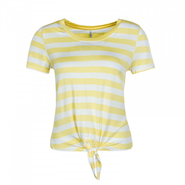 Damen T-Shirt - Arli Knot Stripe - Beige Yellow
