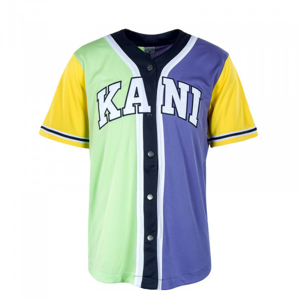 Herren Baseball Shirt - Serif Block - Mint / Blue