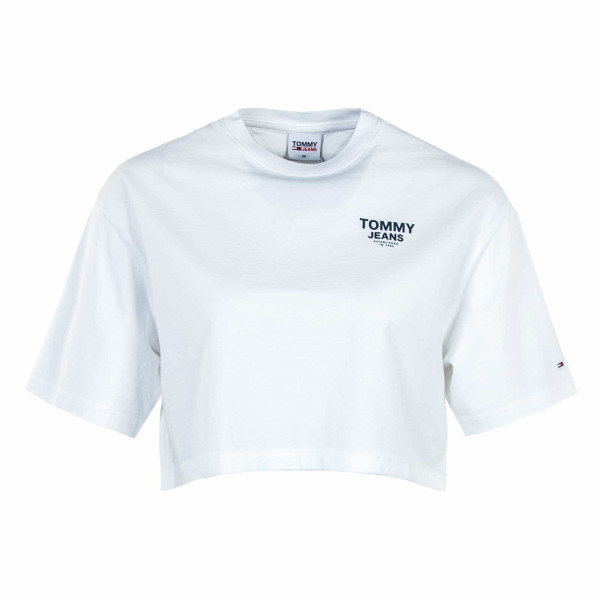 Damen T-Shirt - Oversized Crop Taping - White